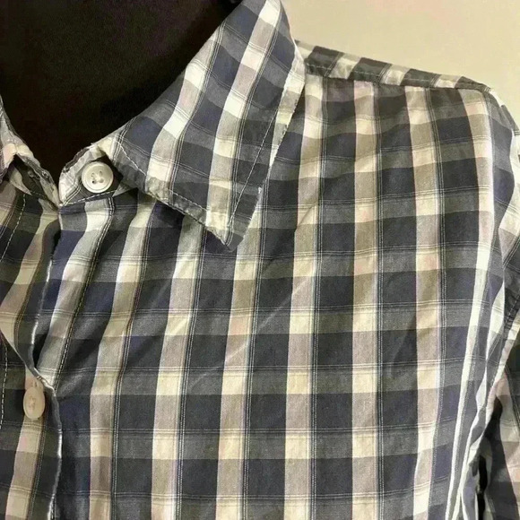 Vintage Talbots Womand Plus Size Women’s 16W Blue/Grey Plaid Button Down Blouse - Picture 5 of 10